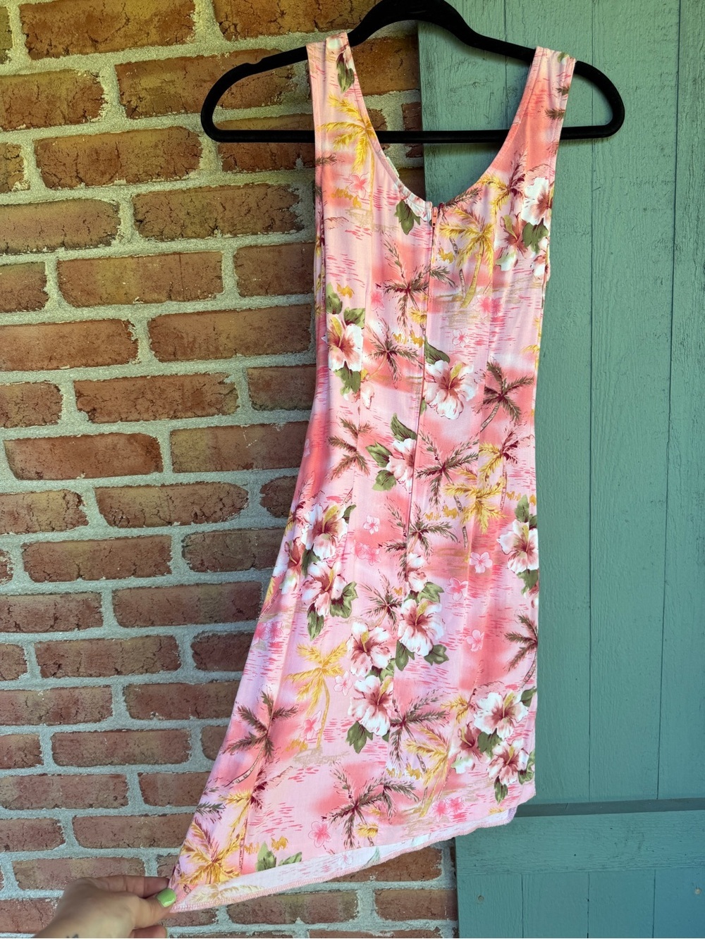 Women Vintage Hawaiian Tropical Beach Print Pink Tie-Side Wrap Mini Pinup Dress - Picture 3 of 5